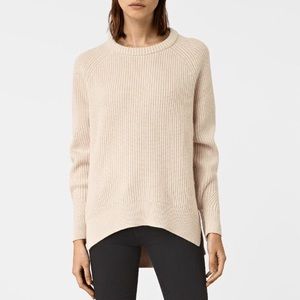 Allsaints All Saints Patty Ribbed Long Sleeve Ivory Wool Cashmere